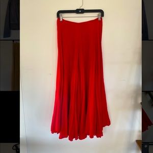Red Flowy Maxi Skirt